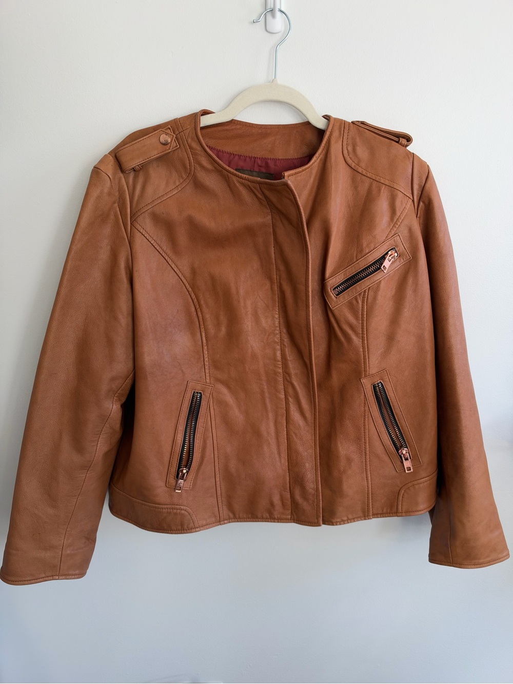 Carlisle Cognac Leather Moto Jacket